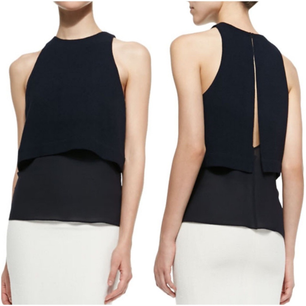 ALC NWT Morrison Popover Sleeveless Top Layered Open Back Silk Black 10